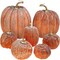 7 Pcs Assorted Orange & Black Artificial Pumpkins – Foam Fall Decor for Thanksgiving, Halloween, Harvest Wedding, Rustic Farmhouse Table Centerpiece, Mantel, Shelf, Seasonal Display